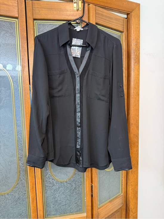 Express Tops - EXPRESS LADIES Black Button-Front Dress Blouse, BRAND NEW